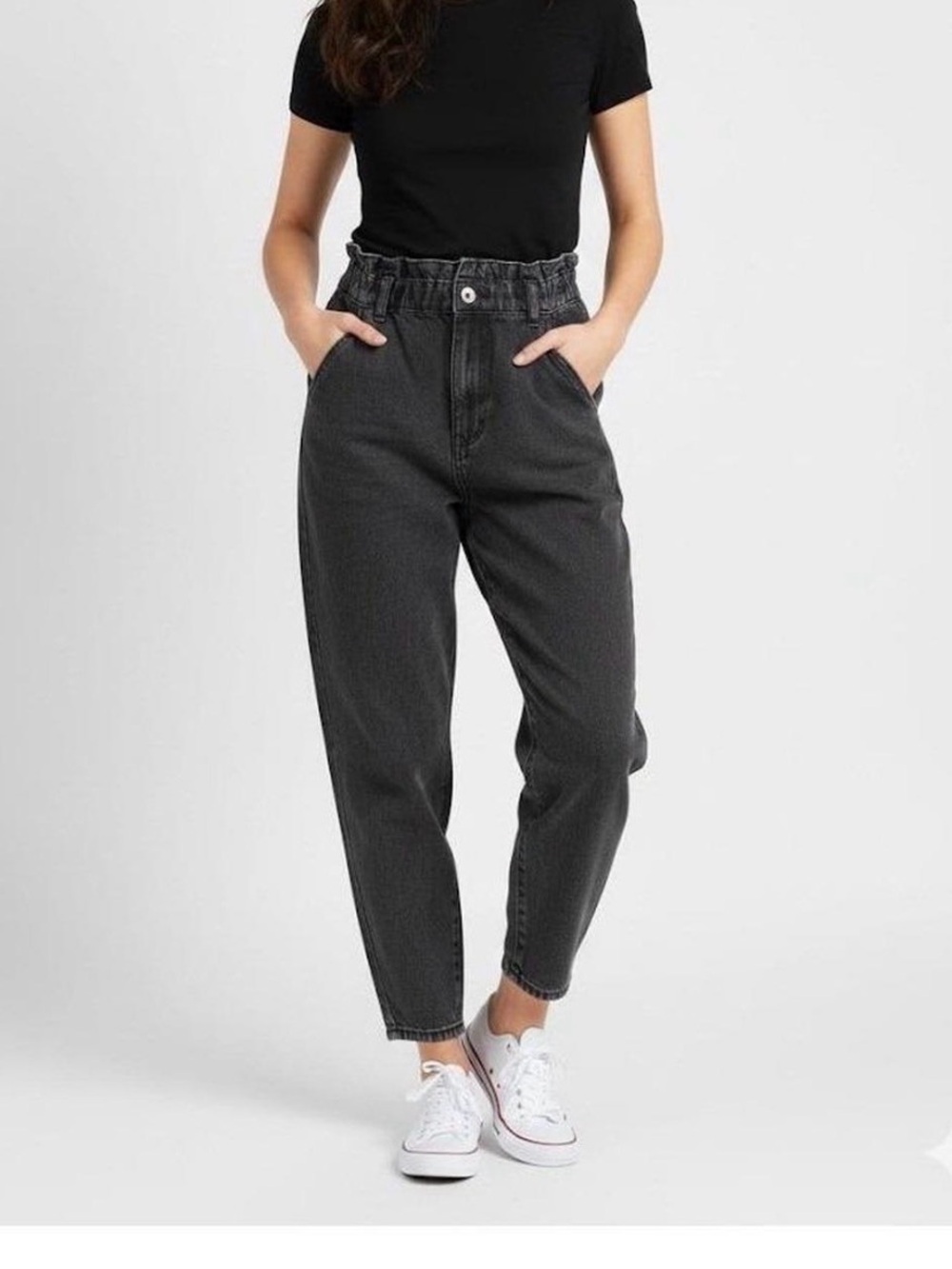 Zara High-Waist Paperbag Gray Women's Jeans